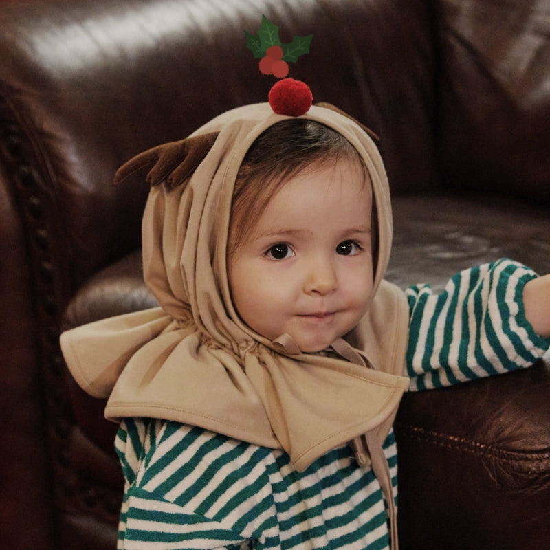Baby Christmas Reindeer Costume – Striped Onesie with Reindeer Headband Set-315