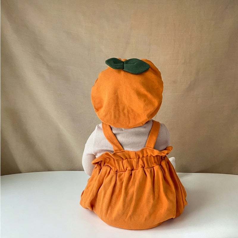 Baby Pumpkin Costume 2-Piece Set – Orange Suspender Onesie with Hat-273