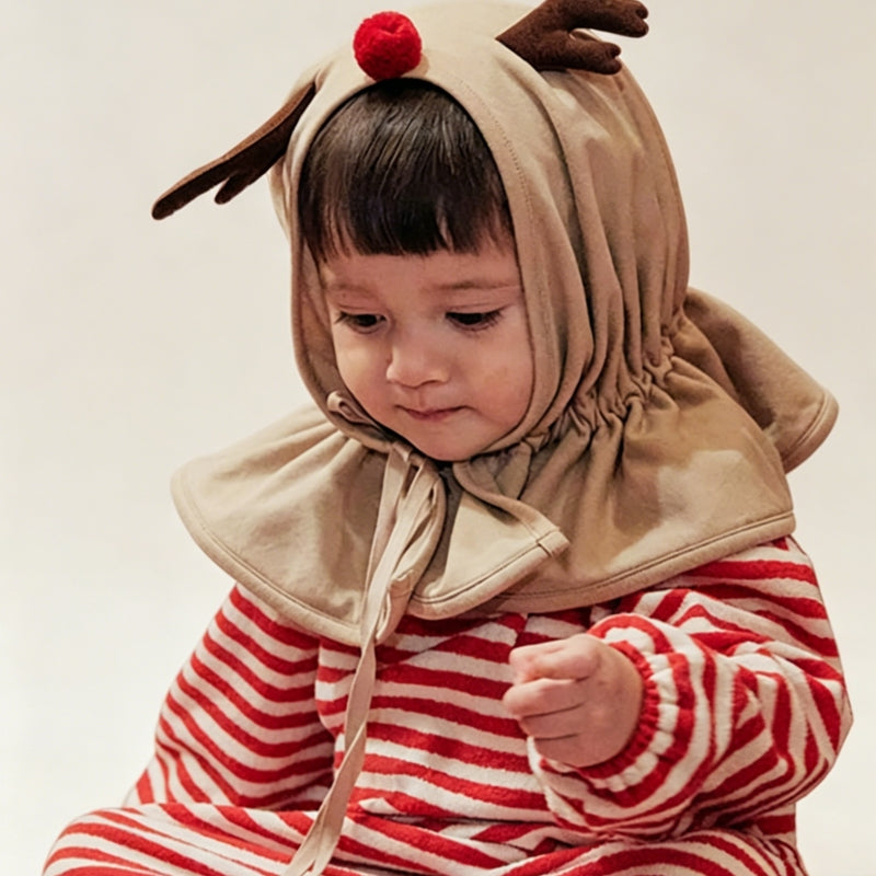 Baby Christmas Reindeer Costume – Striped Onesie with Reindeer Headband Set-315