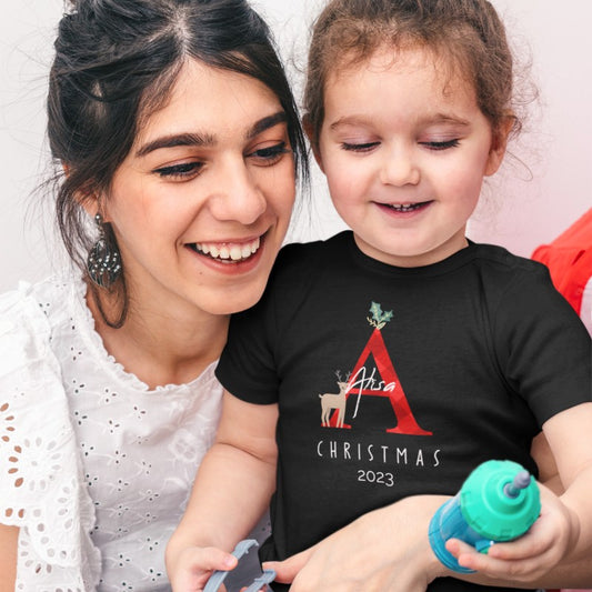 Custom Name Kids T-shirt Christmas Alphabet-236