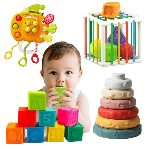 Silicone Blocking Cognitive Baby Toys Set-4