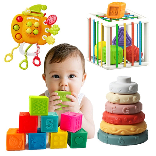 Silicone Blocking Cognitive Baby Toys Set-4
