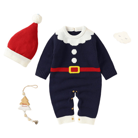 Baby Christmas Knit Onesie and Hat Set-495