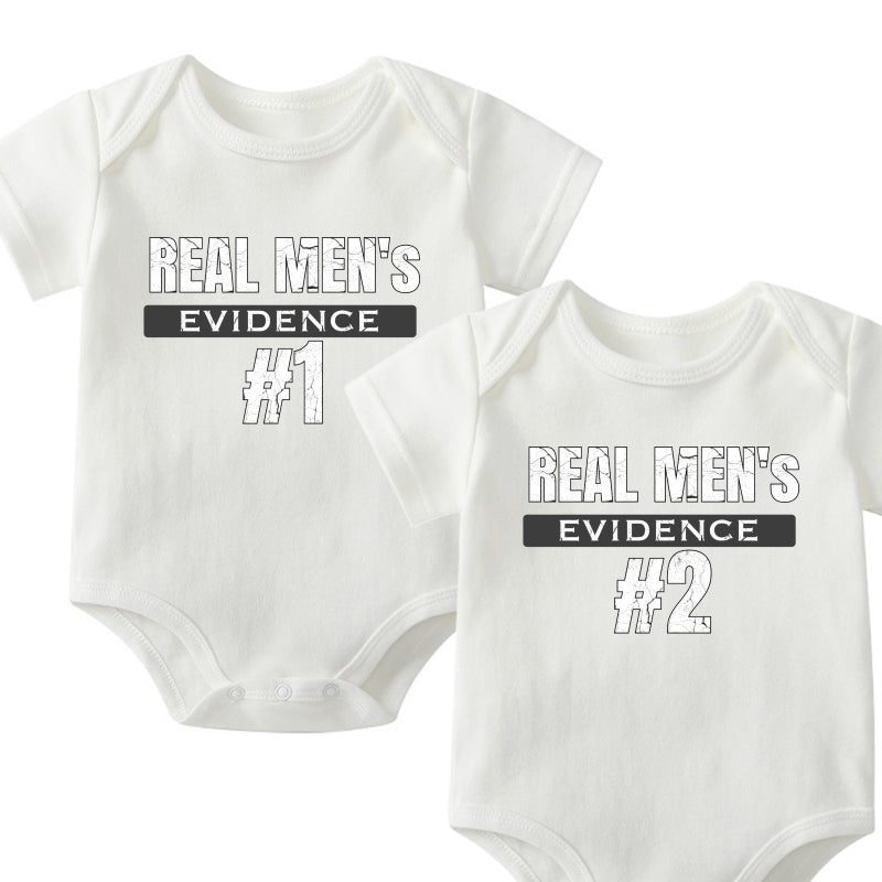 "Real Man's Evidence" Twin Baby Onesie Set | Dad & Baby Matching | 0-24M