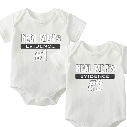 "Real Man's Evidence" Twin Baby Onesie Set | Dad & Baby Matching | 0-24M