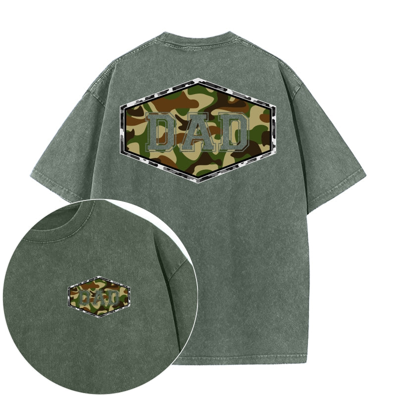 "DAD" Graphic Print Vintage Washed T-Shirt | Father Gift | Plus Size S-5XL