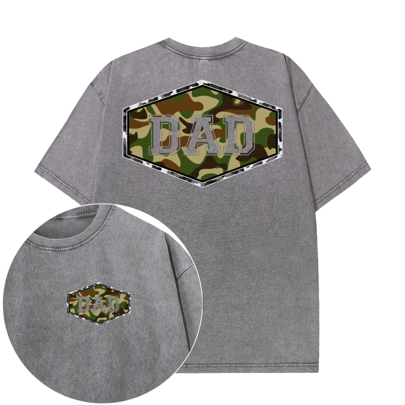 "DAD" Graphic Print Vintage Washed T-Shirt | Father Gift | Plus Size S-5XL