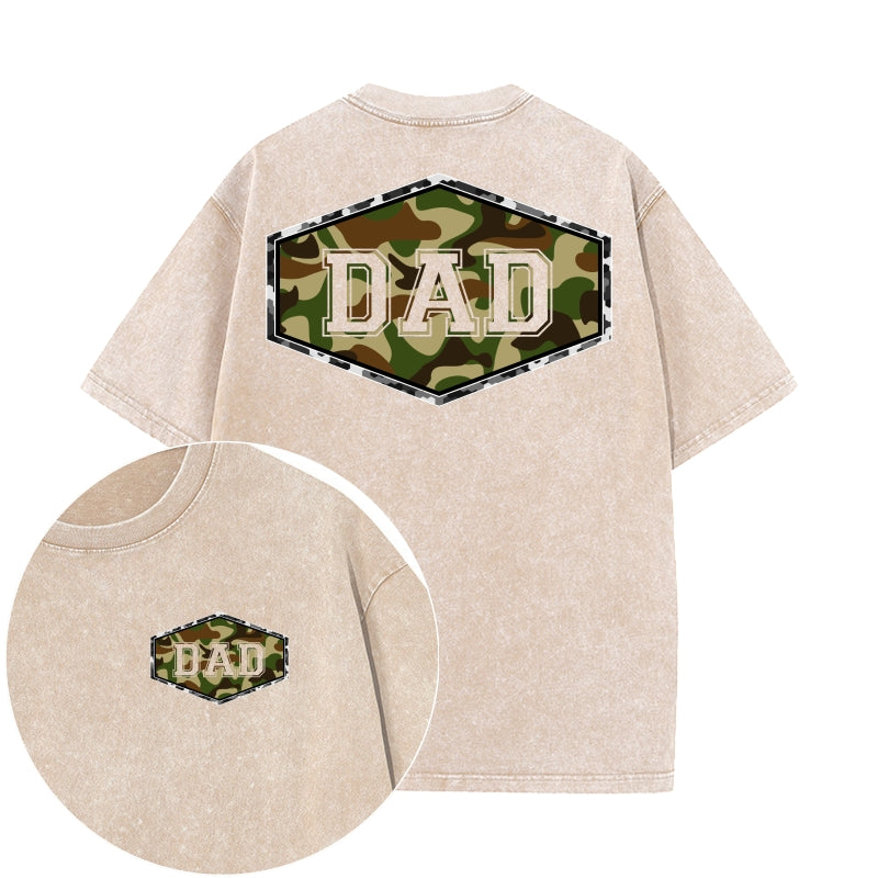 "DAD" Graphic Print Vintage Washed T-Shirt | Father Gift | Plus Size S-5XL
