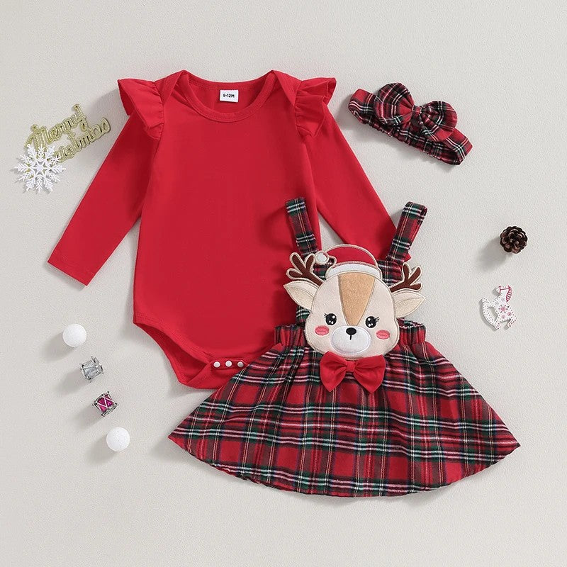 Newborn Infant Girl Dress Onesie Christmas Outfit-79