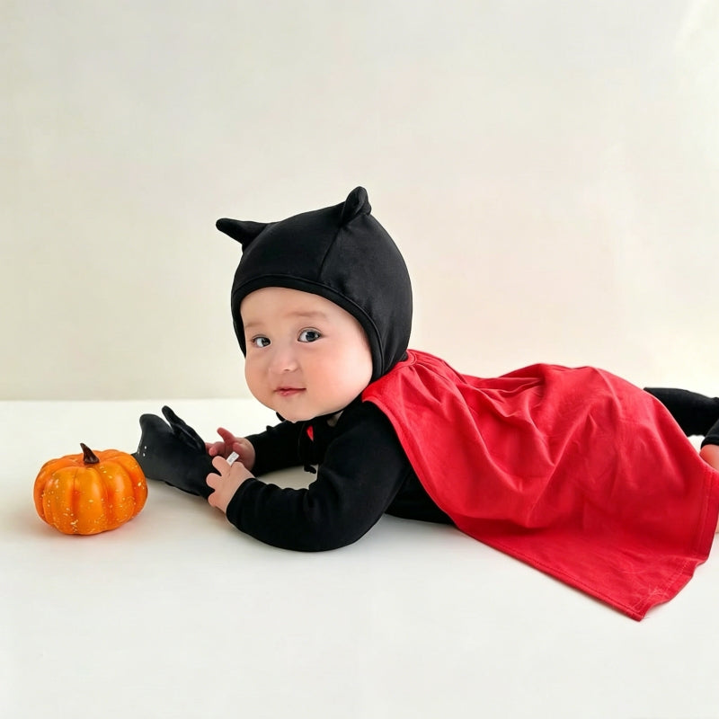 Baby Gentleman Bat Halloween Costume 3-Piece Set – Tuxedo Onesie, Cape & Hat-349