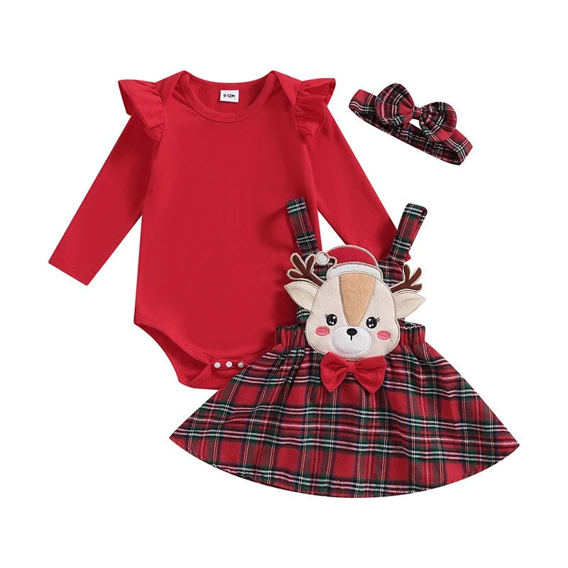 Newborn Infant Girl Dress Onesie Christmas Outfit-79