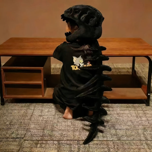 Black-75cm Kids dinosaur skeleton costume plush full body Halloween