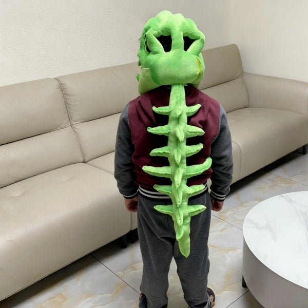 Green 75cm Dinosaur costume kids plush exoskeleton spine detail Halloween