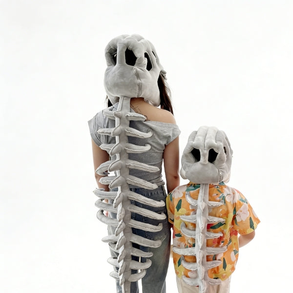 Grey 115cm 75cm Kids dinosaur skeleton costume plush full body Halloween