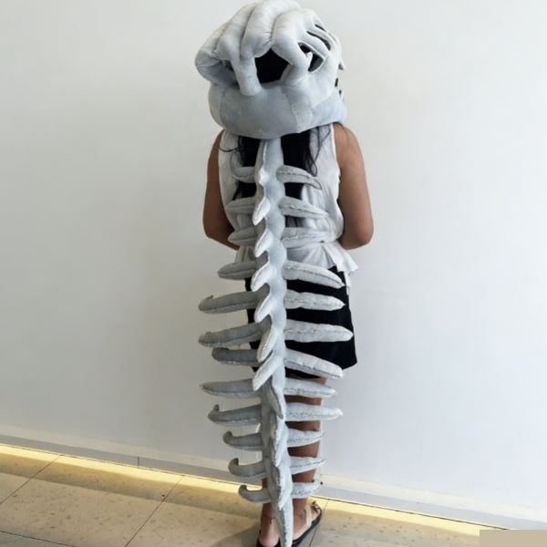 Grey 160cm Dinosaur costume adult plush exoskeleton spine detail Halloween