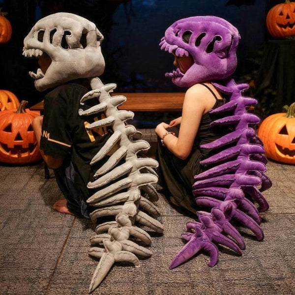 Grey Purple dinosaur skeleton costume with detachable hood kids Halloween