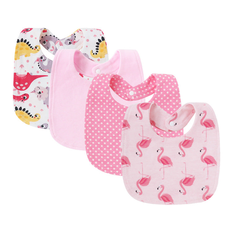 4-Piece Baby Bib Set Double Layer Pure Cotton Square Bibs-316