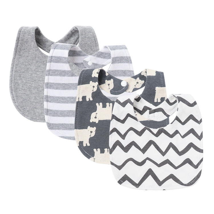 4-Piece Baby Bib Set Double Layer Pure Cotton Square Bibs-316