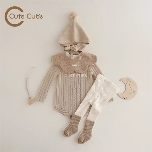 Baby Knitted Onesie Pants Hat Set-85