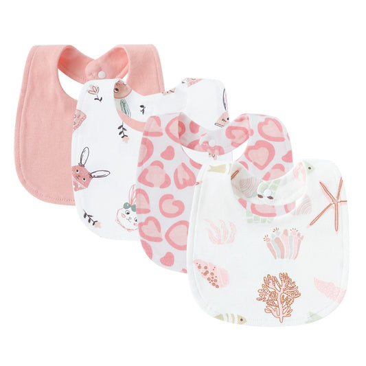 4-Piece Baby Bib Set Double Layer Pure Cotton Square Bibs-316