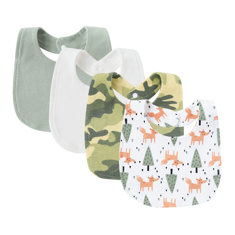 4-Piece Baby Bib Set Double Layer Pure Cotton Square Bibs-316
