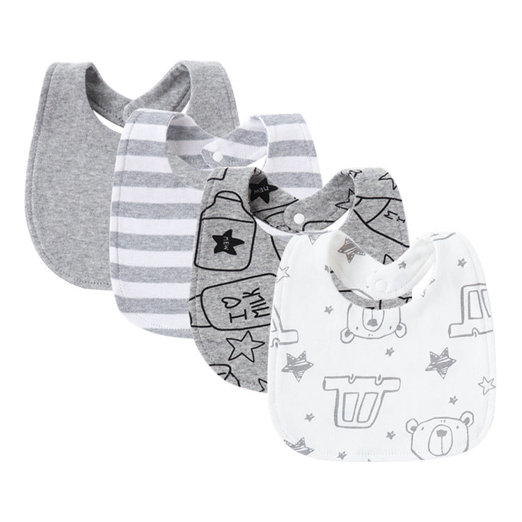 4-Piece Baby Bib Set Double Layer Pure Cotton Square Bibs-316