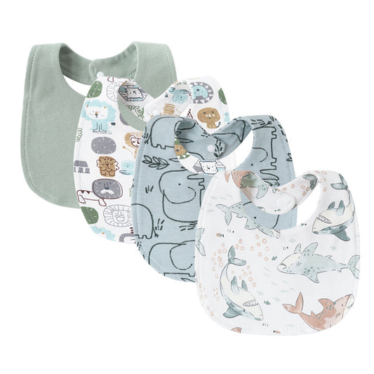 4-Piece Baby Bib Set Double Layer Pure Cotton Square Bibs-316