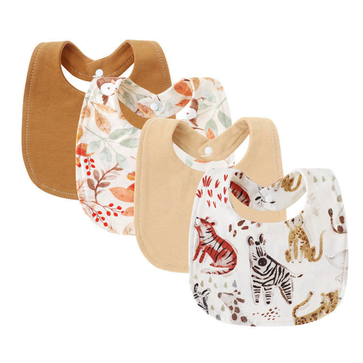 4-Piece Baby Bib Set Double Layer Pure Cotton Square Bibs-316