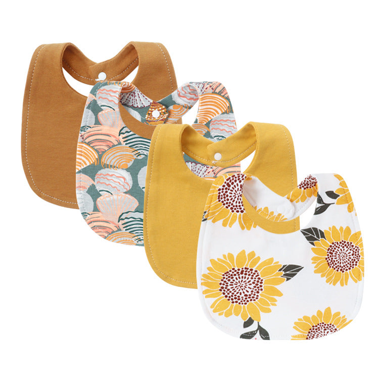 4-Piece Baby Bib Set Double Layer Pure Cotton Square Bibs-316