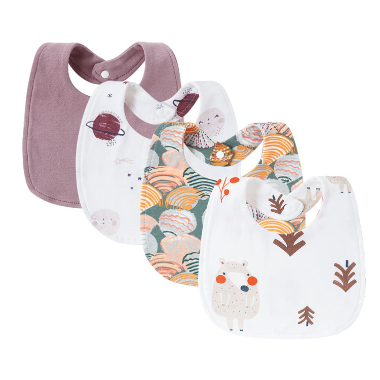 4-Piece Baby Bib Set Double Layer Pure Cotton Square Bibs-316