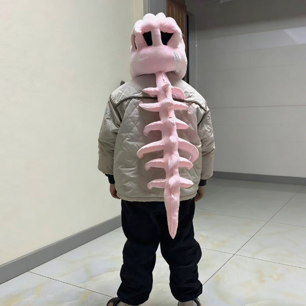 Pink 75cm Dinosaur costume kids plush exoskeleton spine detail Halloween