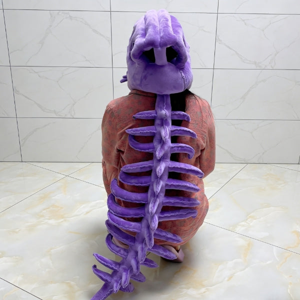 Purple 115cm Dinosaur costume kids plush exoskeleton spine detail Halloween