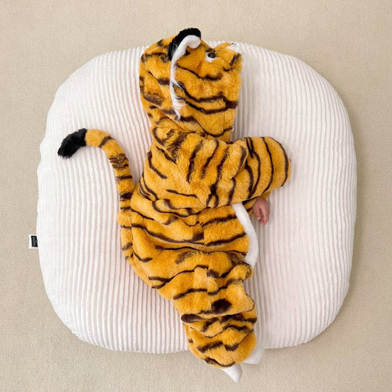 Baby Tiger Costume Winter One-Piece Outfit with Hood – Premium Fleece Zip-Up Onesie-124