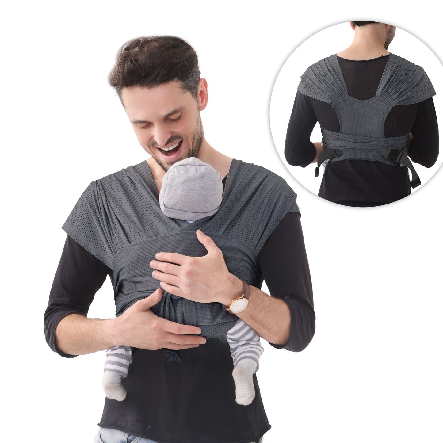 Newborn Baby Wrap Carrier Sling – Buckle Style, Easy to Wear for All Caregivers-347