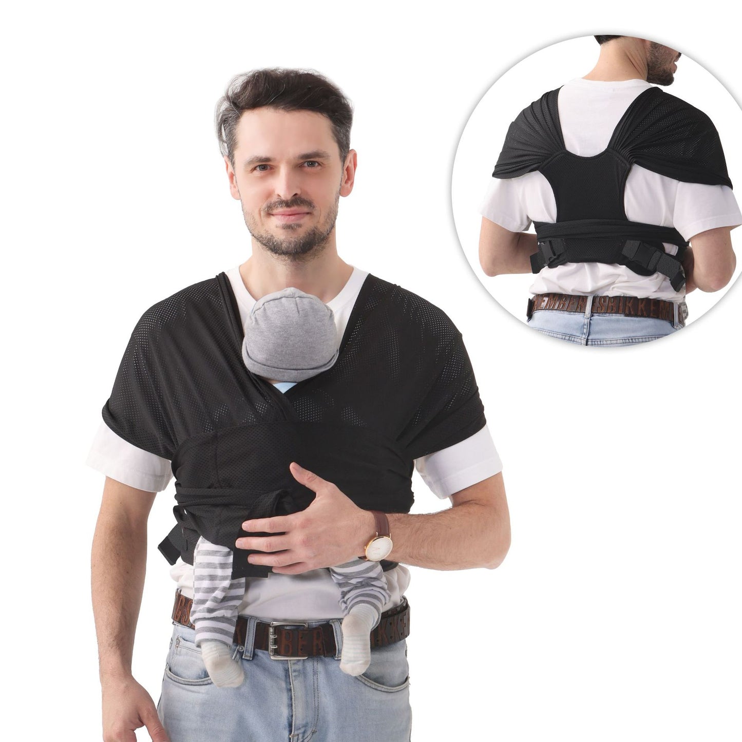 Newborn Baby Wrap Carrier Sling – Buckle Style, Easy to Wear for All Caregivers-347