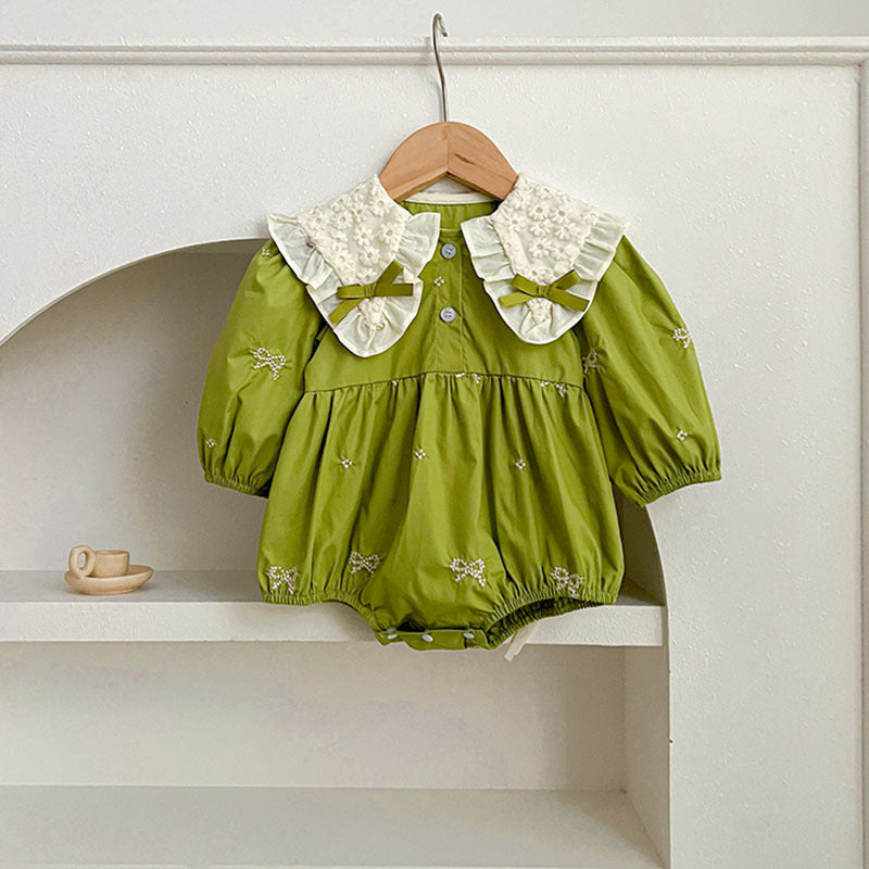 Bow-Tie Dresses and Onesie for Baby Sisters-478