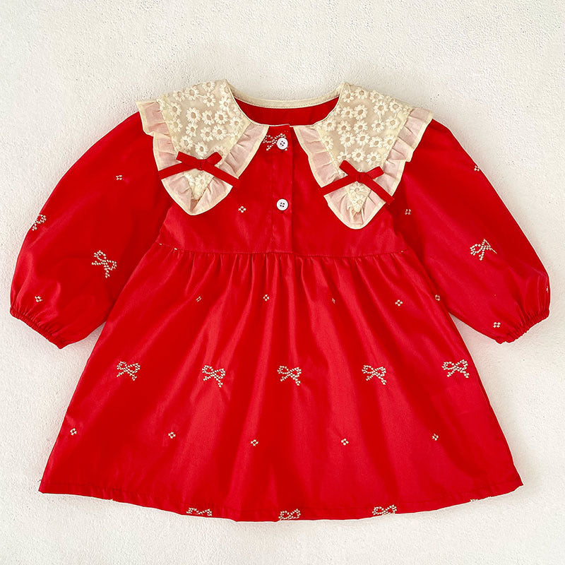 Bow-Tie Dresses and Onesie for Baby Sisters-478