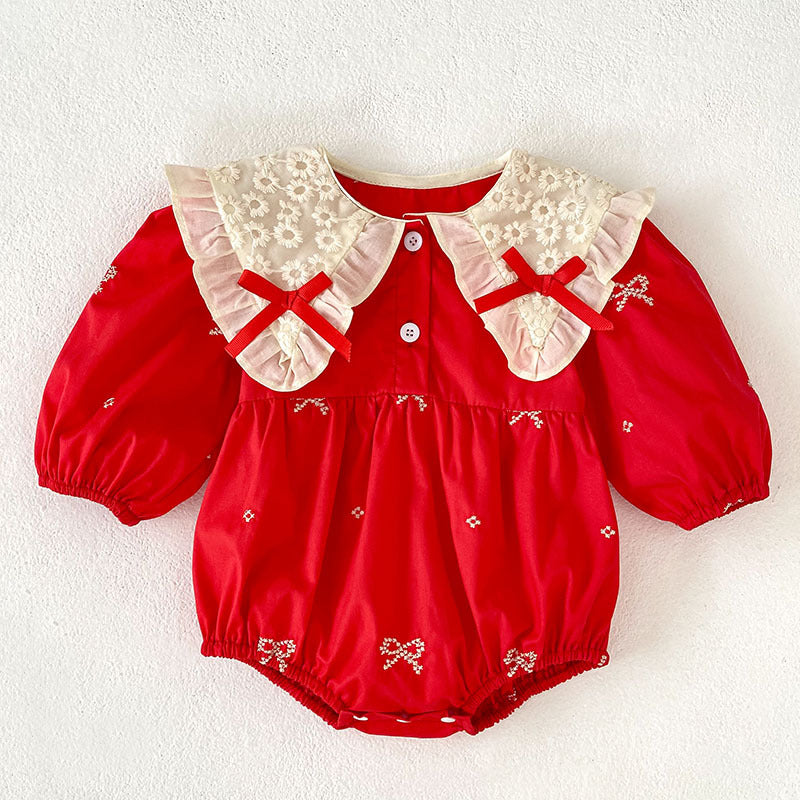 Bow-Tie Dresses and Onesie for Baby Sisters-478