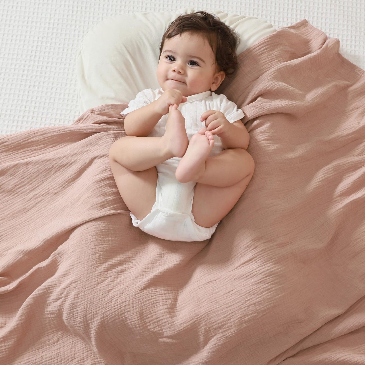 Newborn Swaddle Blanket Set 3PCS | Double-Layer Crinkle Cotton 39"-51