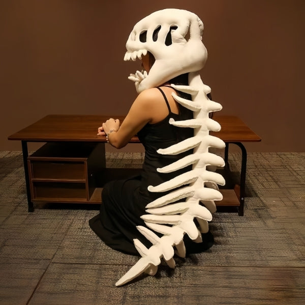 White-115cm dinosaur skeleton costume with detachable hood kids Halloween
