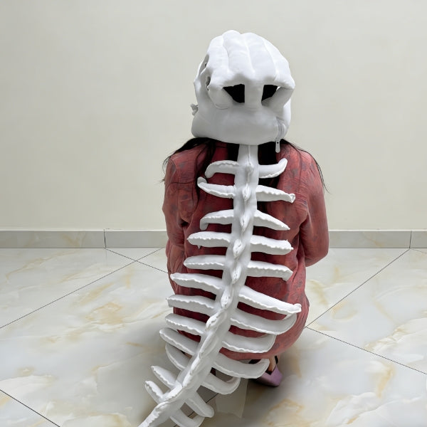 White 115cm Dinosaur costume adult/kids plush exoskeleton spine detail Halloween