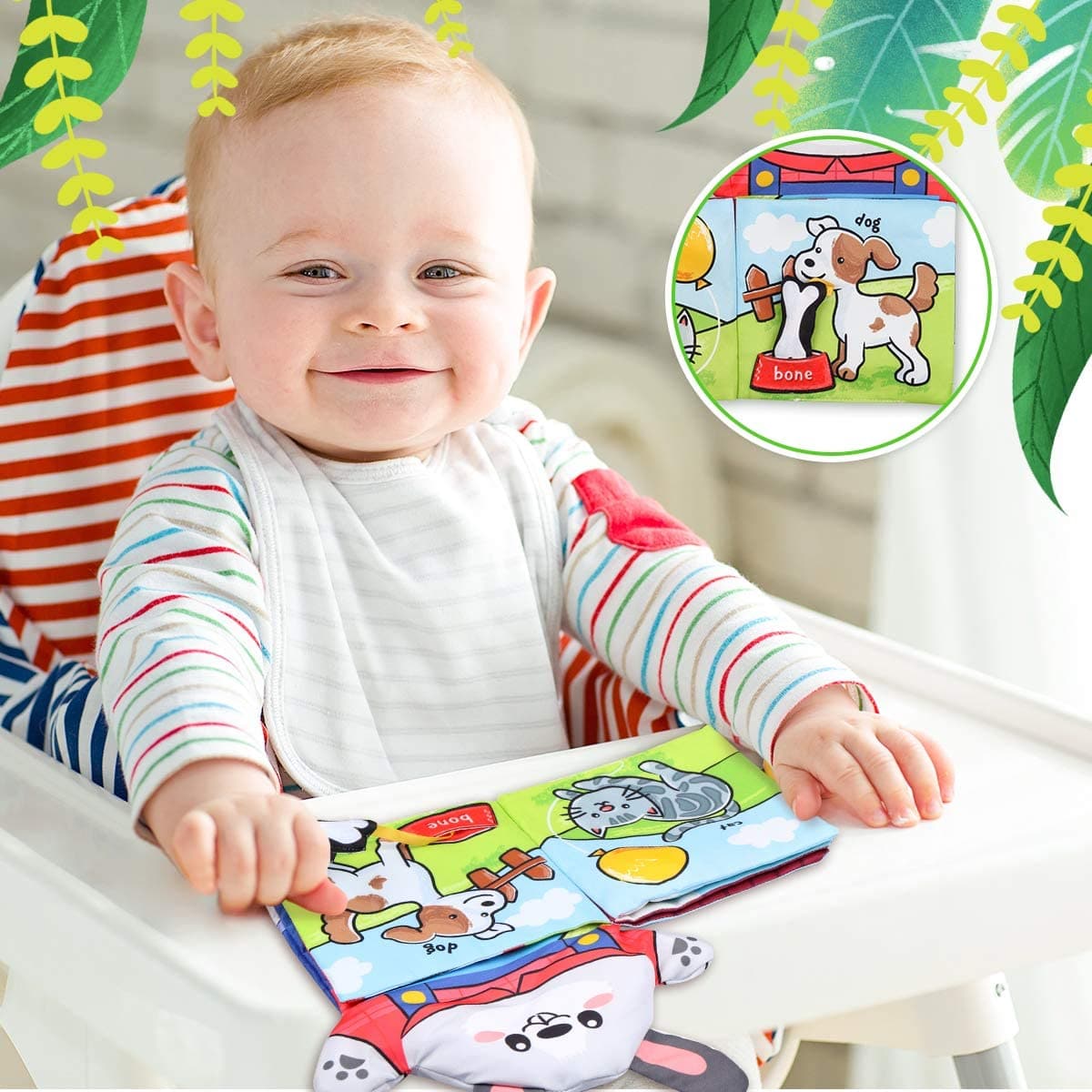 Baby Cognition 3D Tails Cloth Books Hand Puppet 3PCs/set Toy-50