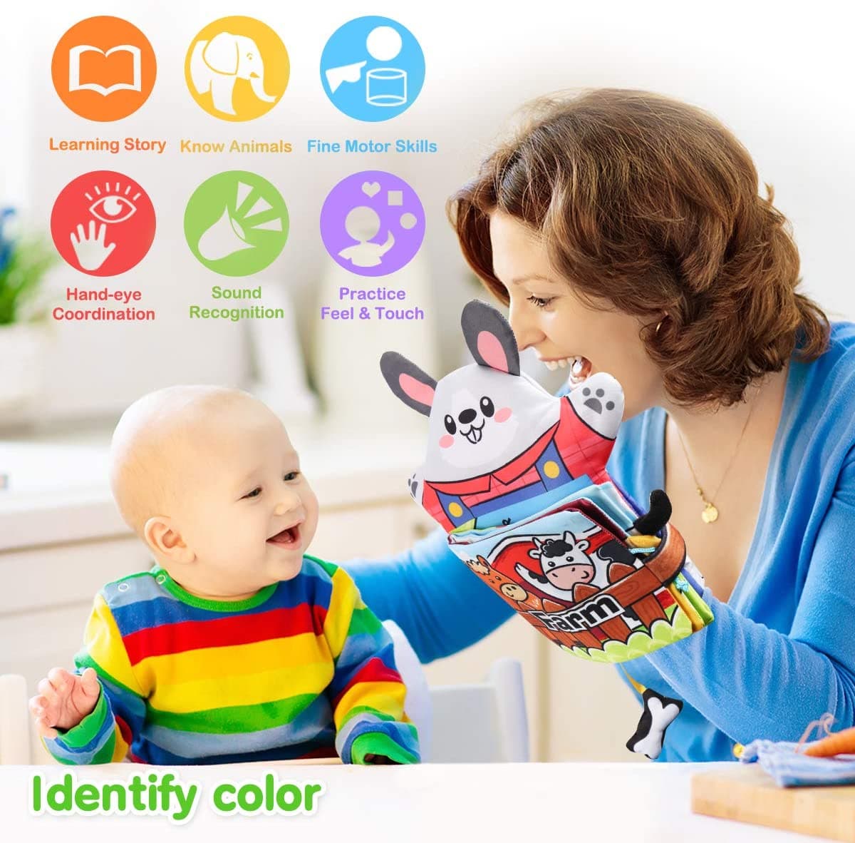 Baby Cognition 3D Tails Cloth Books Hand Puppet 3PCs/set Toy-50