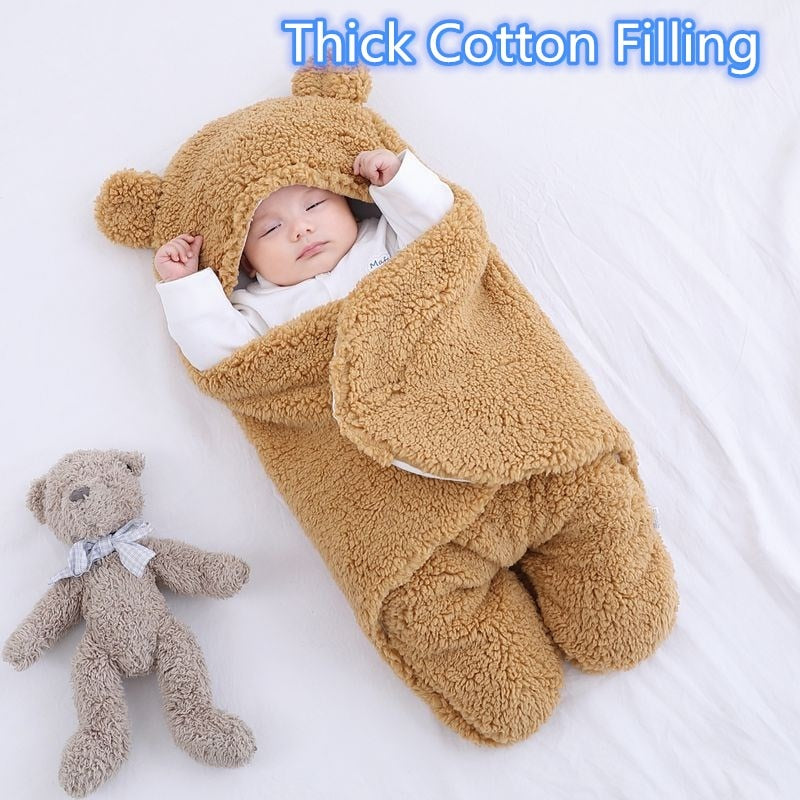 Baby Sleeping Bag Soft Bear Fluffy Fleece Newborn Outdoor Clothes