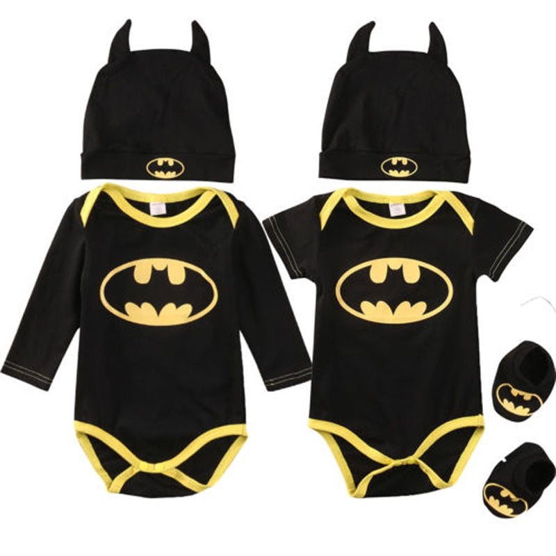 Baby Boys Batman Rompers Shoes Hat Set Newborn Toddler Cosplay Clothes- 121