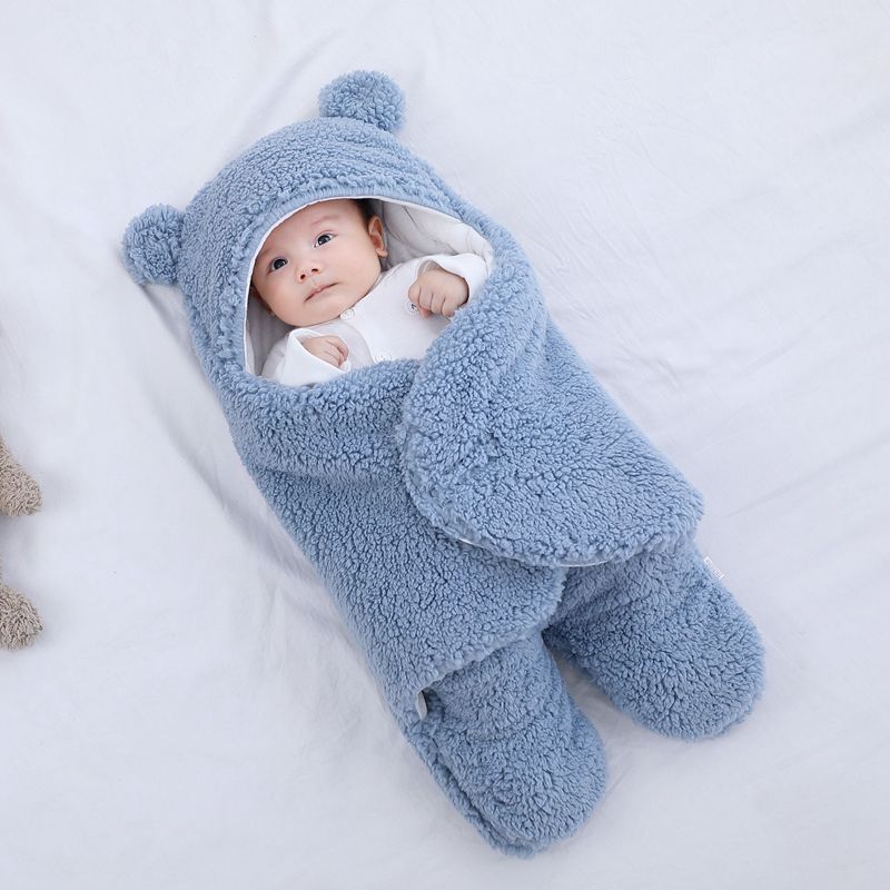 Baby Sleeping Bag Soft Bear Fluffy Fleece Newborn Outdoor Clothes Baby Sleep Better