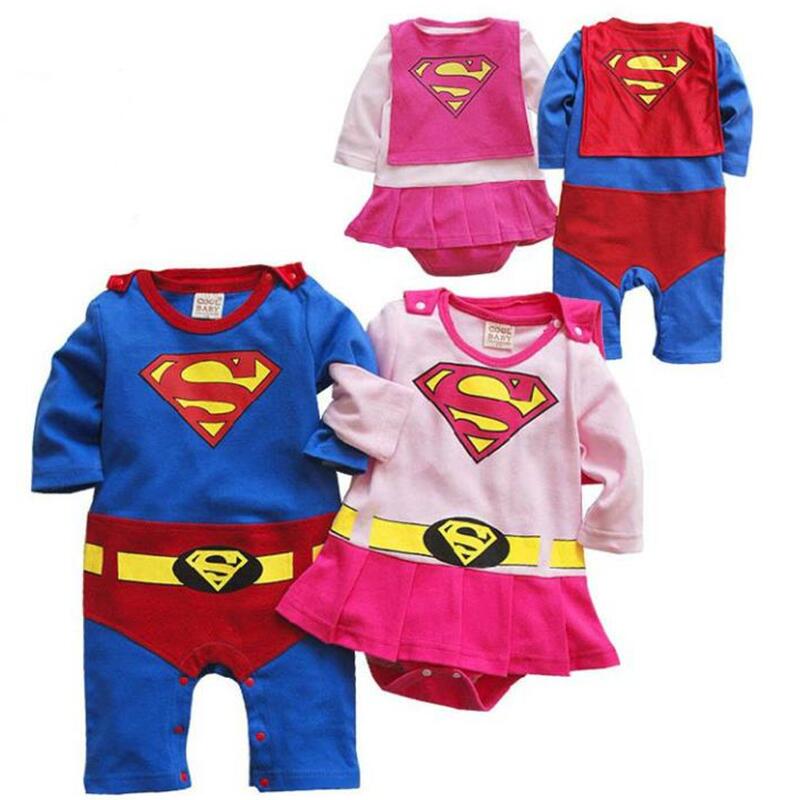 Supermen Supergirl Romper Baby Boy Girl Onesie Halloween Christmas Costume-131