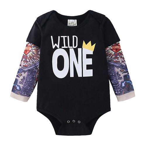 Toddler Baby Clothes Girls Boys Tattoo Print Romper Jumpsuit Onesies -125